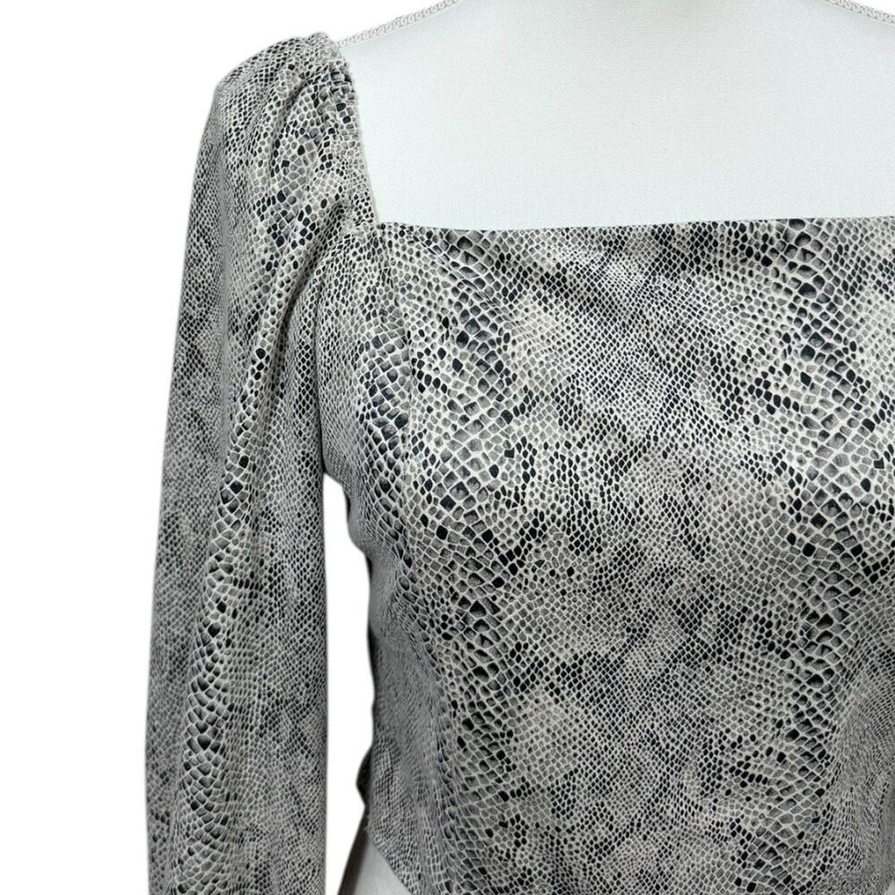 She & Sky Black and Grey Snake Print Square Neck Top - Size L - Picture 3 of 5
